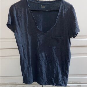 Madewell Deep Blue Short Sleeve V-Neck Tee